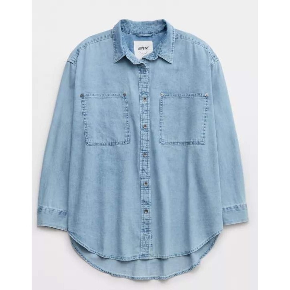 aerie Light Blue Denim Button-Down Shirt